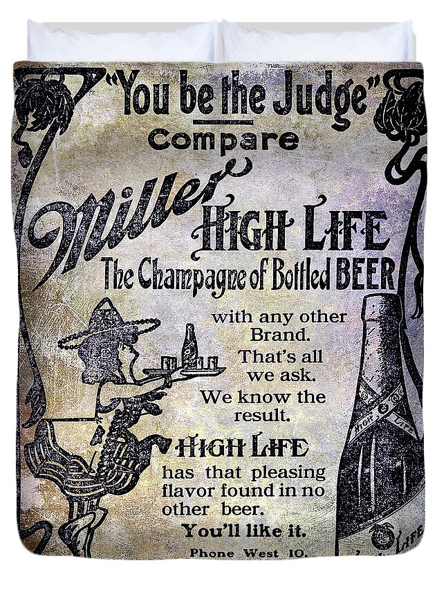 Beer Duvet Cover featuring the photograph 1907 Miller Beer Advertisement by Jon Neidert