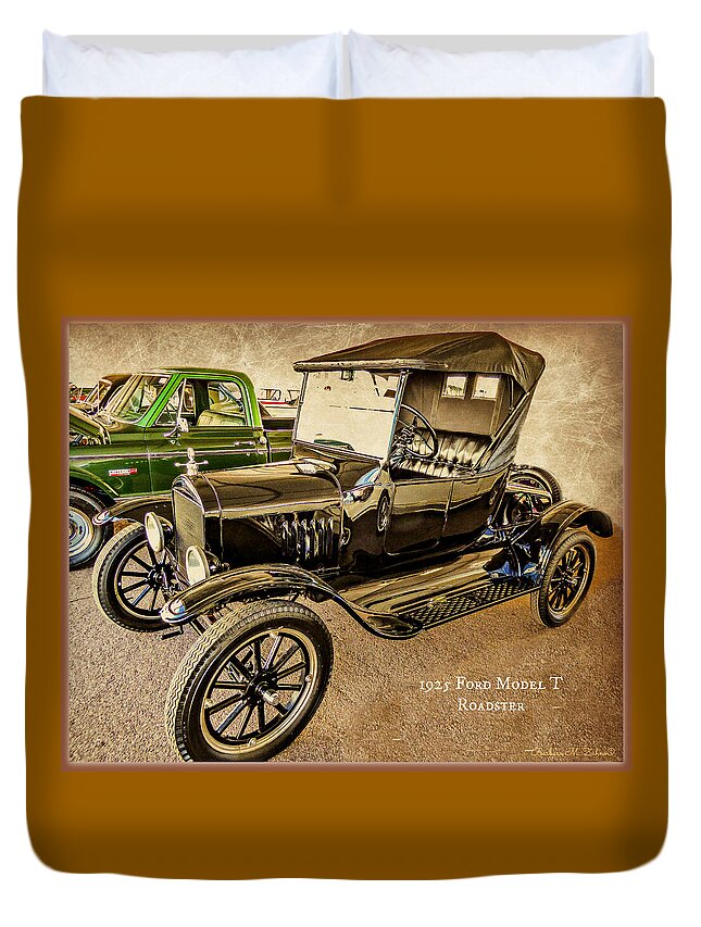 Car Duvet Cover featuring the photograph 1925 Ford Model T - Roadster by Barbara Zahno