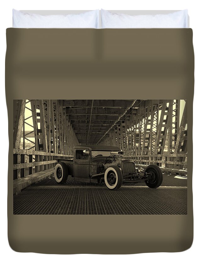1932 Duvet Cover featuring the photograph 1932 Ford Pickup Rat Rod by Tim McCullough