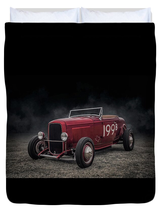 Vintage Duvet Cover featuring the digital art 1932 Ford Roadster by Douglas Pittman