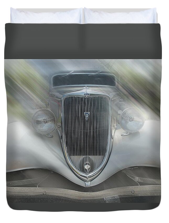 1934 Ford Coupe #automobile #automotive Car Show# Cars# Classic #classic Car #ford# Old #retro# Transportation #vintage #1934 Ford Coupe Duvet Cover featuring the photograph 1934 Ford Coupe by Louis Ferreira