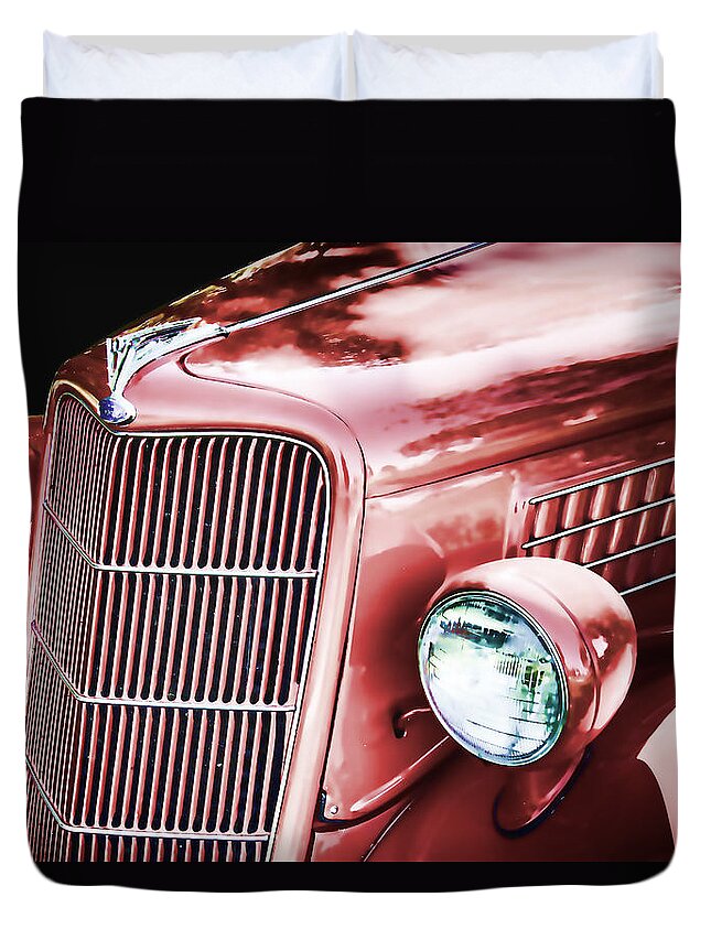 1935 Duvet Cover featuring the photograph 1935 Ford Sedan Hood by Nick Gray