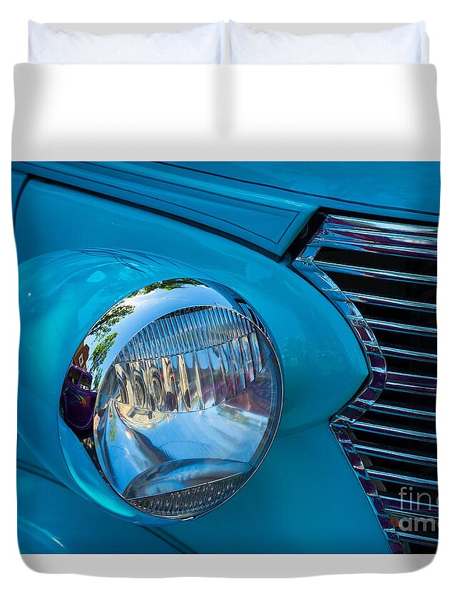 Images Duvet Cover featuring the photograph 1936 Chevy Coupe Headlight and Grill by Rick Bures