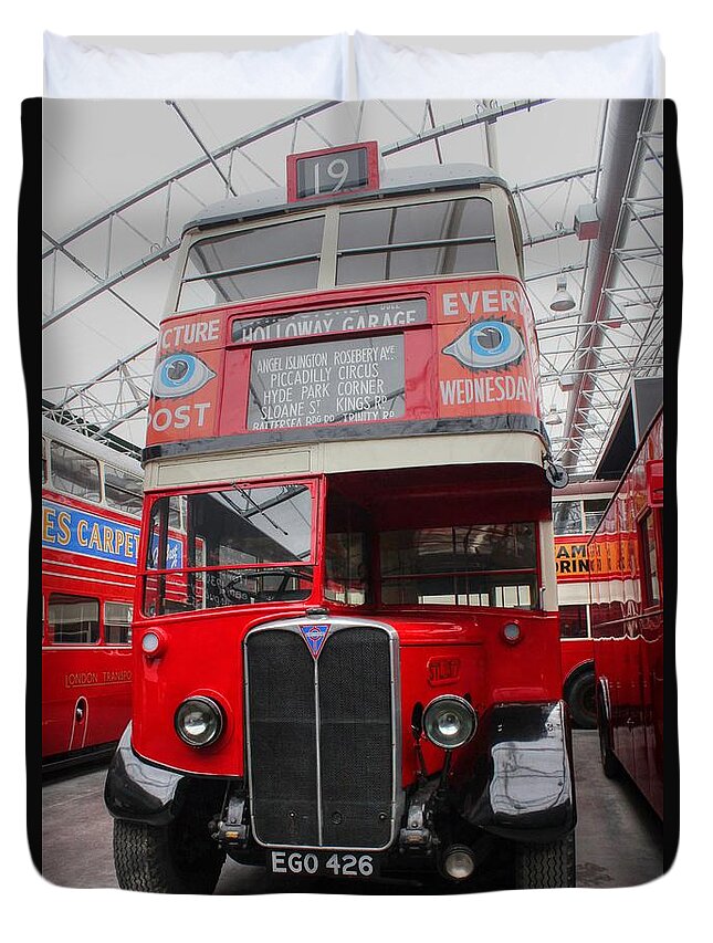 London Duvet Cover featuring the photograph 1937 AEC Regent I Bus STL2377 by Vicki Spindler