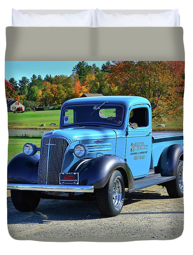 1937 Duvet Cover featuring the photograph 1937 Chevy Truck by Mike Martin