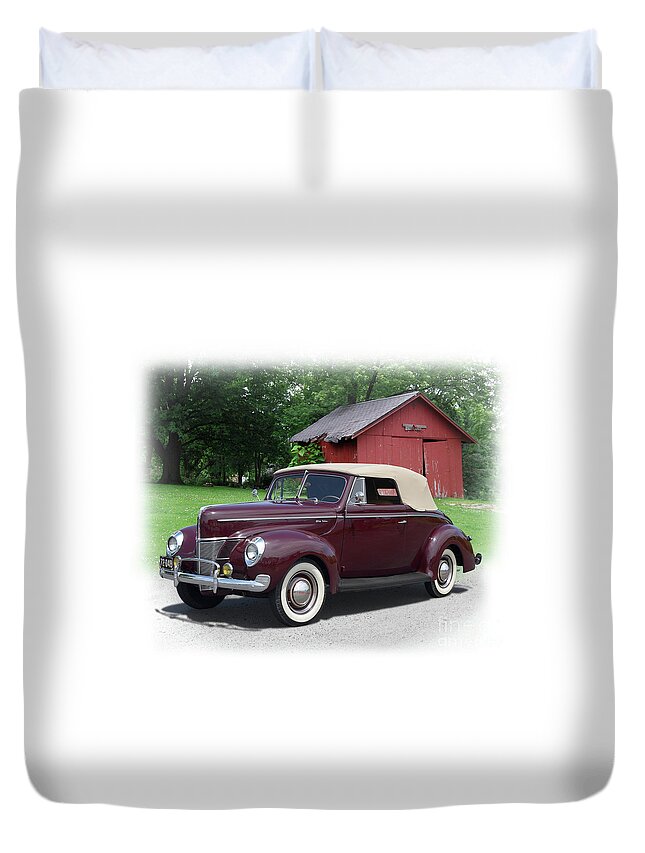 1940 Duvet Cover featuring the photograph 1940 Ford Deluxe Convertible by Ron Long