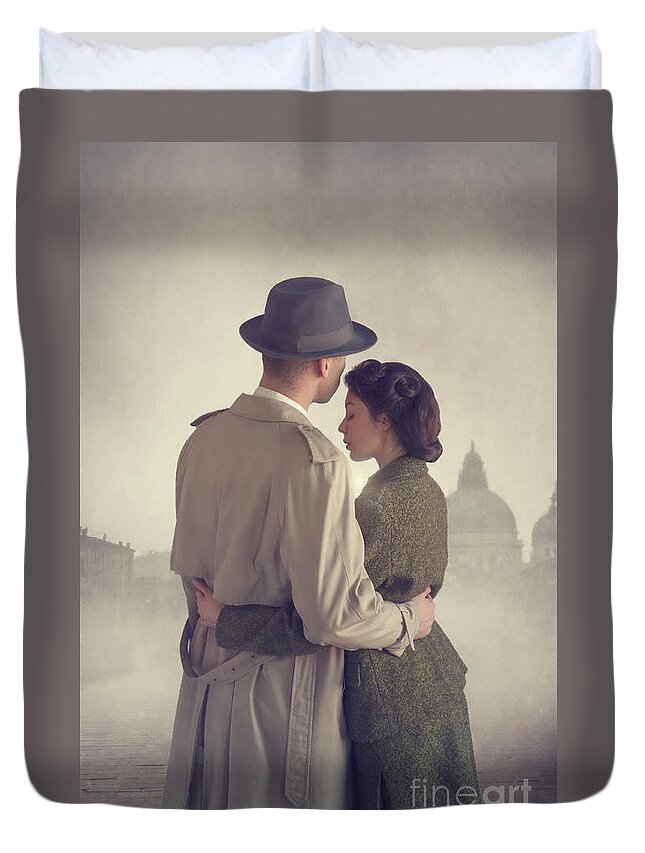 1940's Duvet Cover featuring the photograph 1940s Couple by Lee Avison