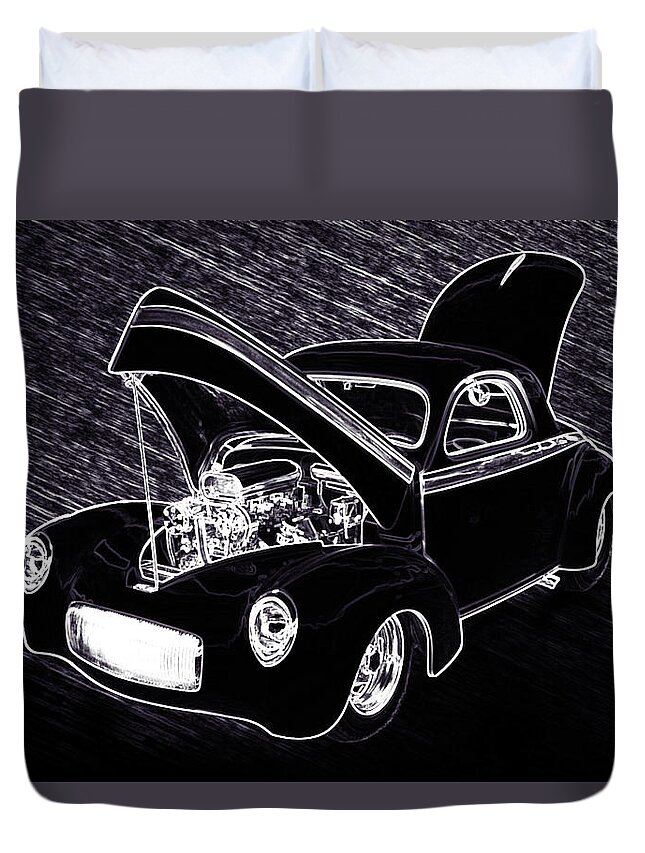 1941 Willys Coope Duvet Cover featuring the photograph 1941 Willys Coope Classic Car Drawing 1242.01 by M K Miller