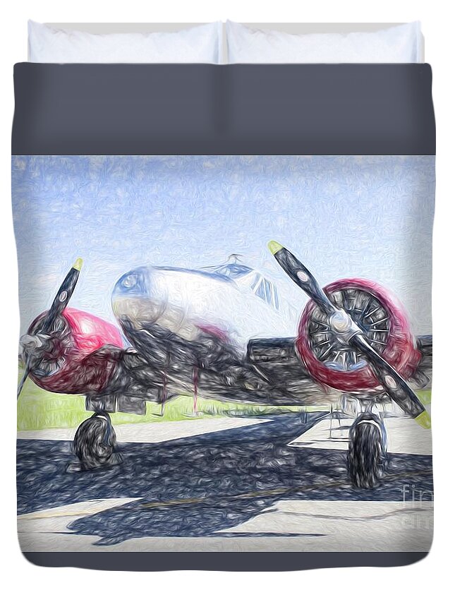 1943. Aircraft Duvet Cover featuring the painting 1943 Aircraft by Steven Parker