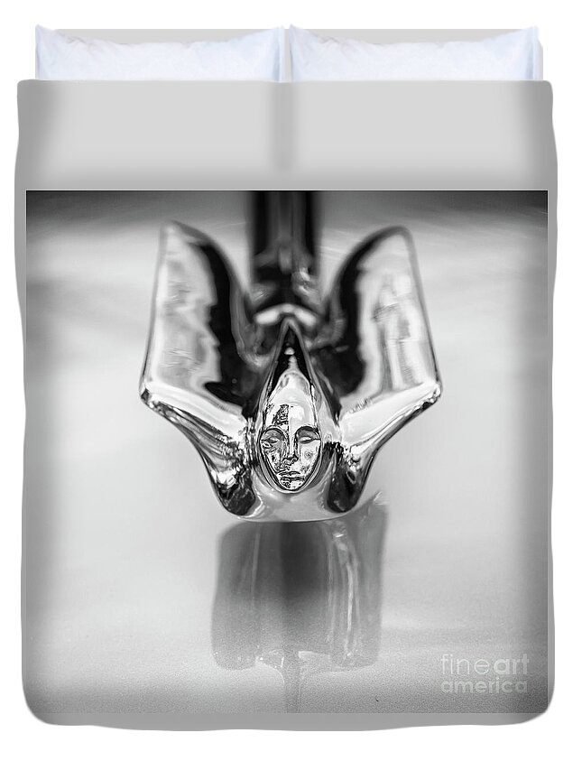 Cadillac Duvet Cover featuring the photograph 1947 Cadillac Hood Ornament 2 by Dennis Hedberg