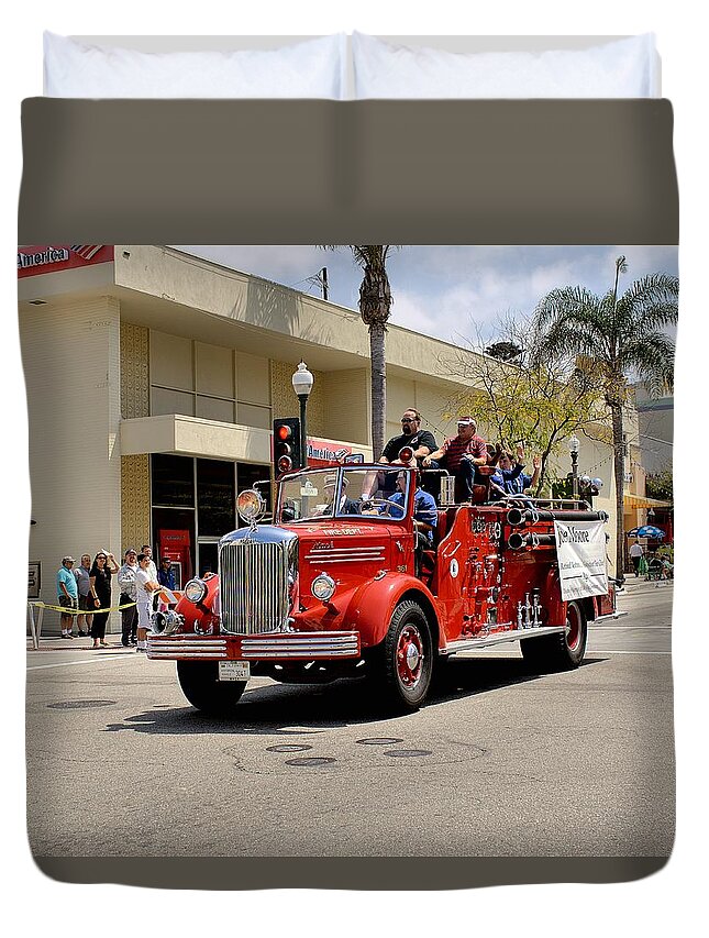 1948 Duvet Cover featuring the photograph 1948 Mack Fire Truck by Michael Gordon