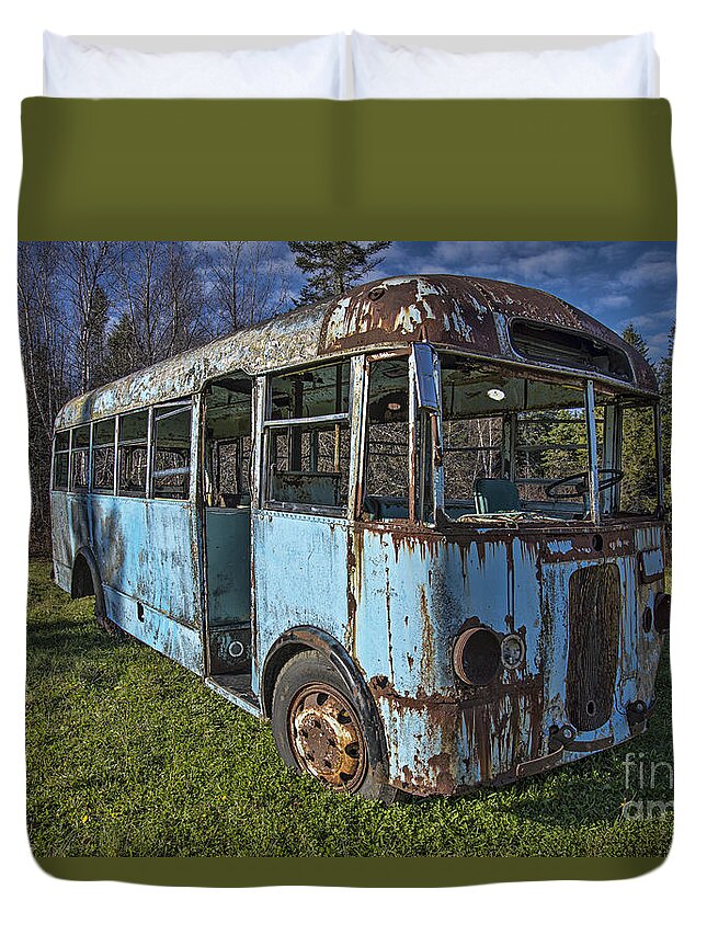 City Bus Duvet Cover featuring the photograph 1950's City Bus by Alana Ranney