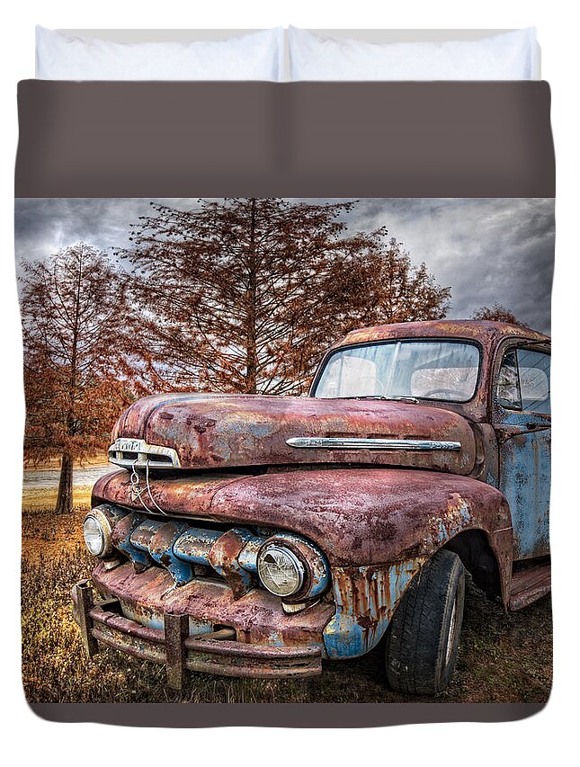 1950s Duvet Cover featuring the photograph 1951 Ford Truck by Debra and Dave Vanderlaan