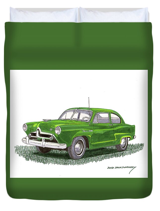 Orphan Cars Duvet Cover featuring the painting 1951 Kaiser Henry J by Jack Pumphrey