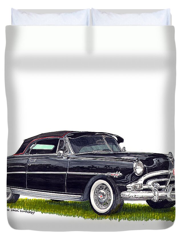 Framed Prints Of Great American Classic Cars Framed Canvas Prrnts Of Hudson Hornets Duvet Cover featuring the painting 1952 Hudson Hornet Convertible by Jack Pumphrey