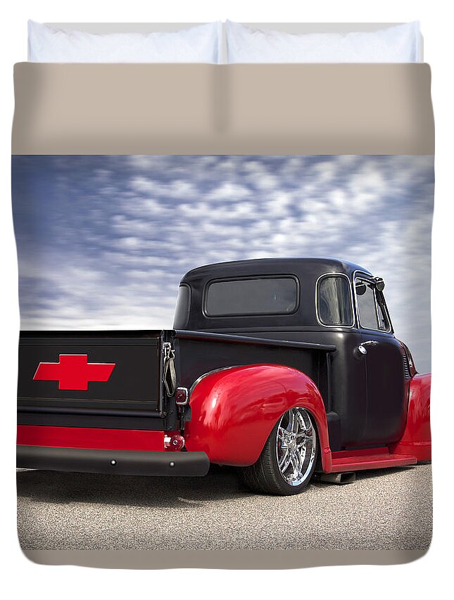 Transportation Duvet Cover featuring the photograph 1954 Chevy Truck Lowrider by Mike McGlothlen