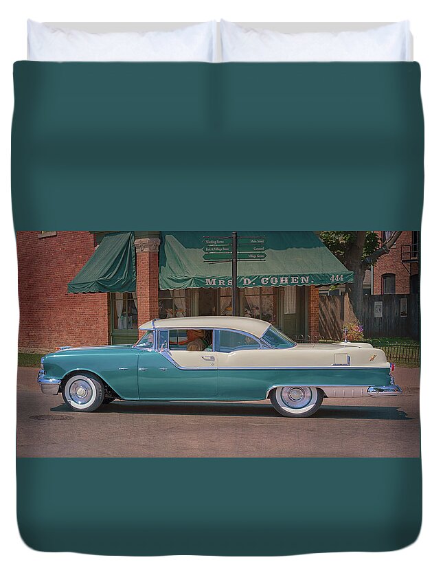 Pontiac Duvet Cover featuring the photograph 1955 Pontiac Star Chief by Susan Rissi Tregoning