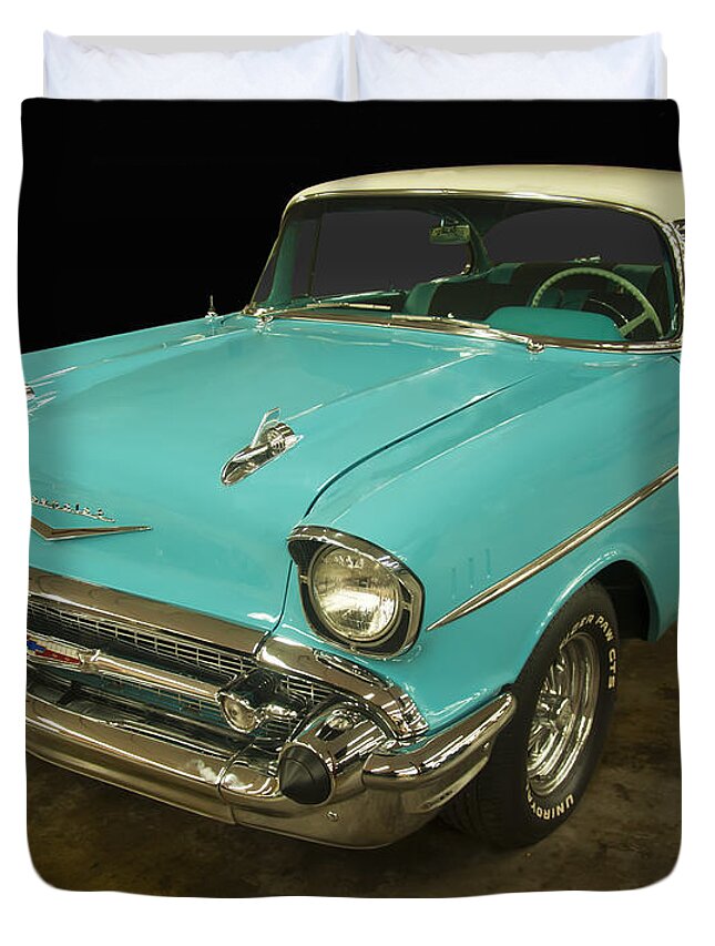 Chevrolet Duvet Cover featuring the photograph 1957 Chevrolet 210 by Flees Photos