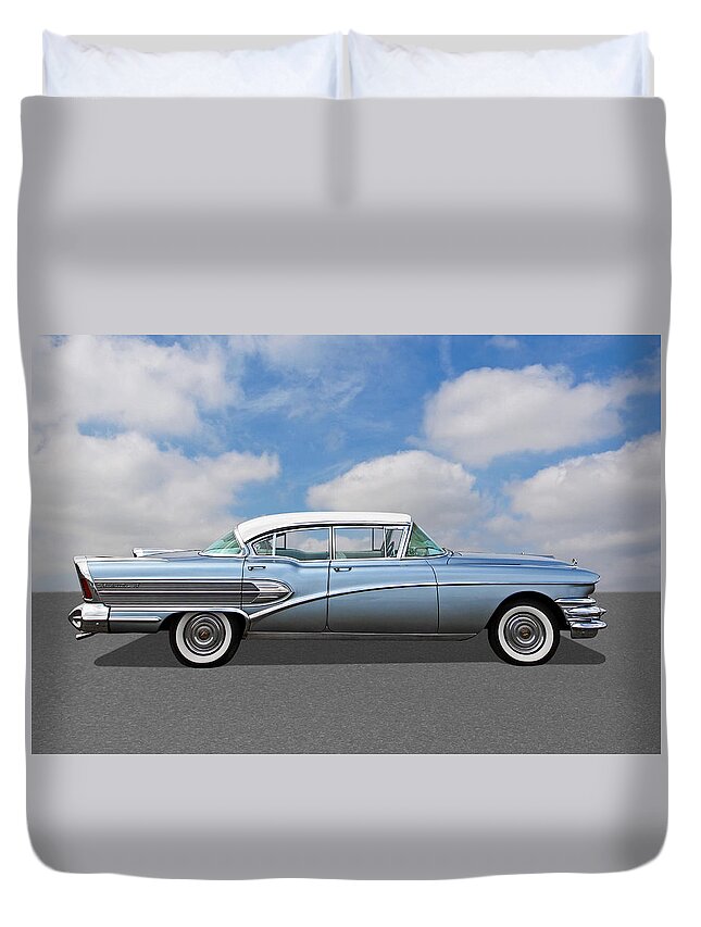 1958 Buick Duvet Cover featuring the photograph 1958 Buick Roadmaster 75 by Gill Billington