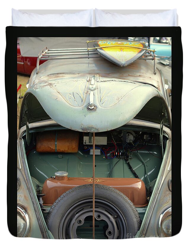 Cars Duvet Cover featuring the photograph 1958 Volkswagen Beetle Surf Rod by Jason Freedman