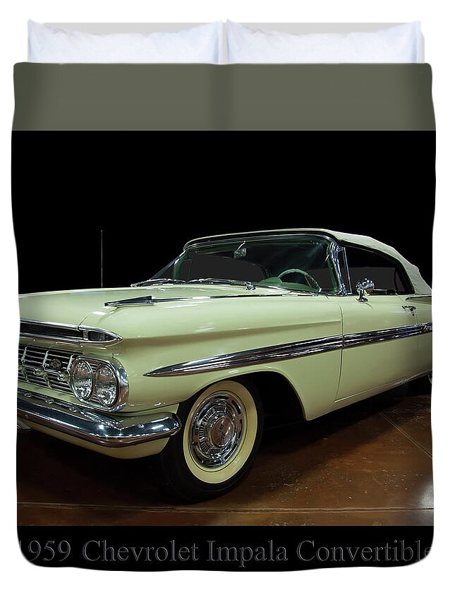 1959 Chevy Impala Convertible Duvet Cover featuring the photograph 1959 Chevy Impala Convertible by Flees Photos