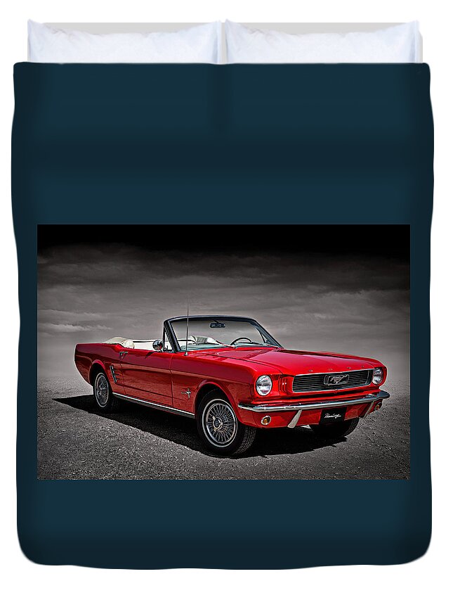 Mustang Duvet Cover featuring the digital art 1966 Ford Mustang Convertible by Douglas Pittman