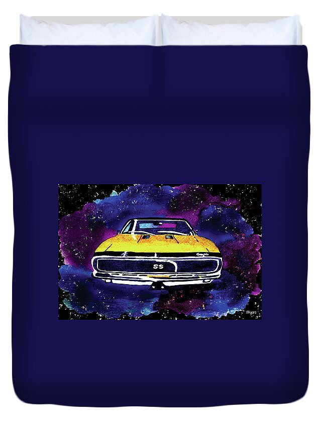 Paula Ayers Duvet Cover featuring the painting 1967 Chevy Camaro SS by Paula Ayers