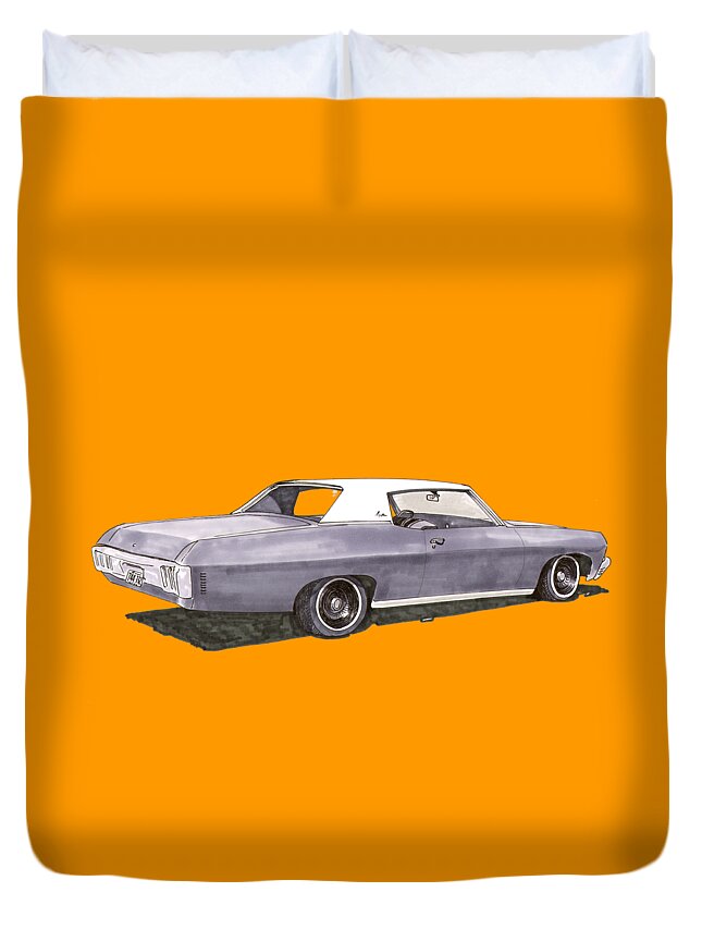 Your 1970 Chevrolet On A Tee Shirt Duvet Cover featuring the painting Chevrolet Impala by Jack Pumphrey