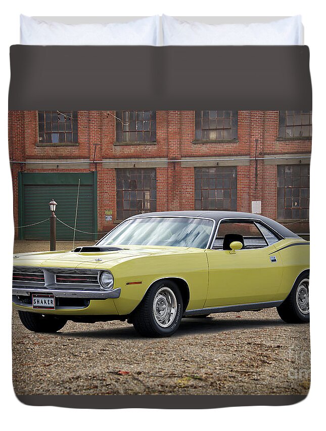  Automobile Duvet Cover featuring the photograph 1970 Plymouth Barracuda 440-6 by Dave Koontz