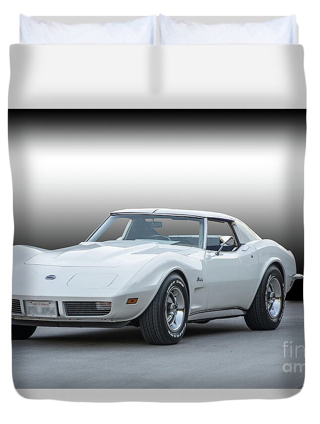 Auto Duvet Cover featuring the photograph 1973 Chevrolet Corvette Stingray by Dave Koontz