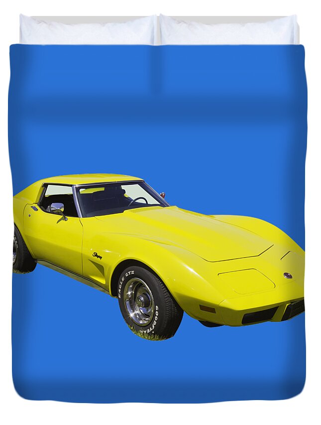 Car Duvet Cover featuring the photograph 1975 Corvette Stingray Sportscar by Keith Webber Jr