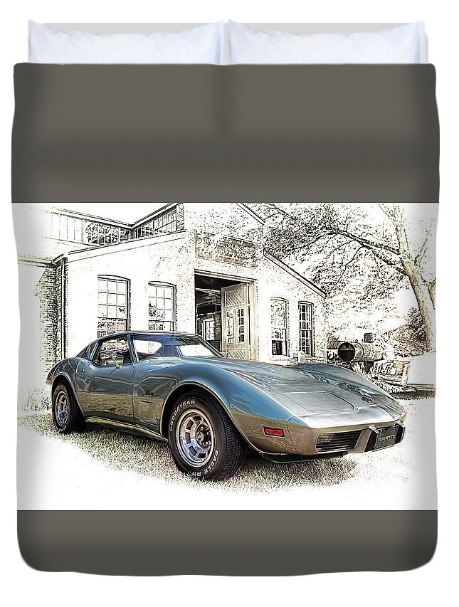 1976 Duvet Cover featuring the photograph 1976 Corvette Stingray by Susan Rissi Tregoning