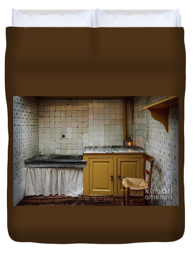 Amsterdam Duvet Cover featuring the photograph 19th century kitchen in Amsterdam by RicardMN Photography