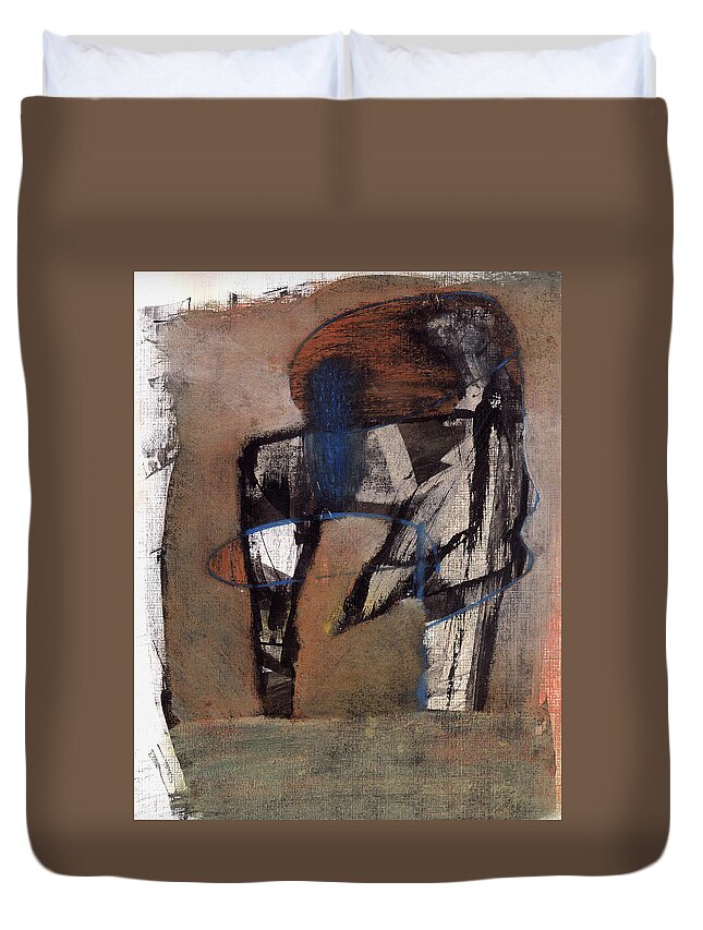 Painting Duvet Cover featuring the pastel Abstract Figure in Landscape #2 by JC Armbruster