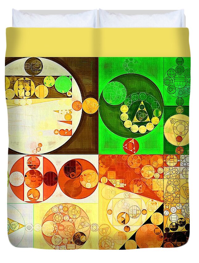 Regular Duvet Cover featuring the digital art Abstract painting - Kelly green #2 by Vitaliy Gladkiy