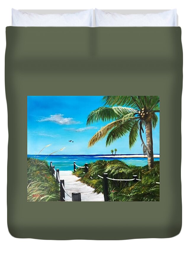 Beach Duvet Cover featuring the painting Access To The Beach #1 by Lloyd Dobson