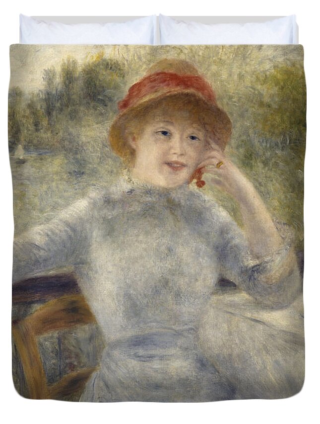 Auguste Renoir Duvet Cover featuring the painting Alphonsine Fournaise #2 by Auguste Renoir