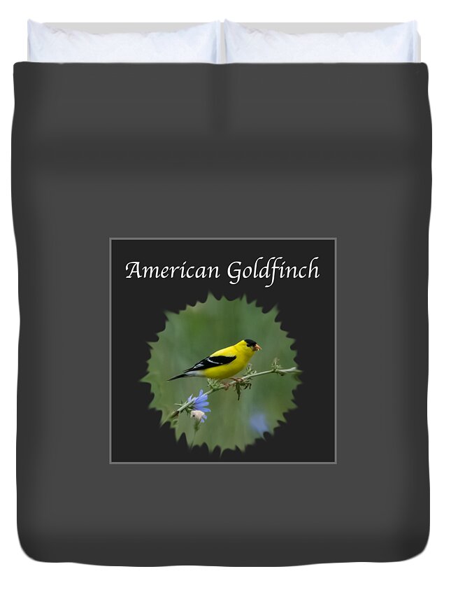 American Goldfinch Duvet Cover featuring the photograph American Goldfinch by Holden The Moment
