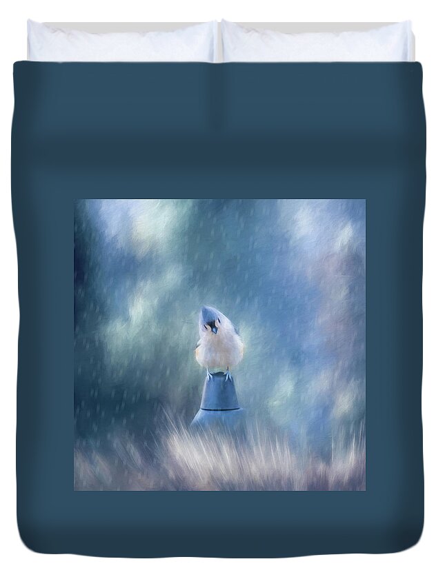 Bird Duvet Cover featuring the photograph April Showers by Cathy Kovarik
