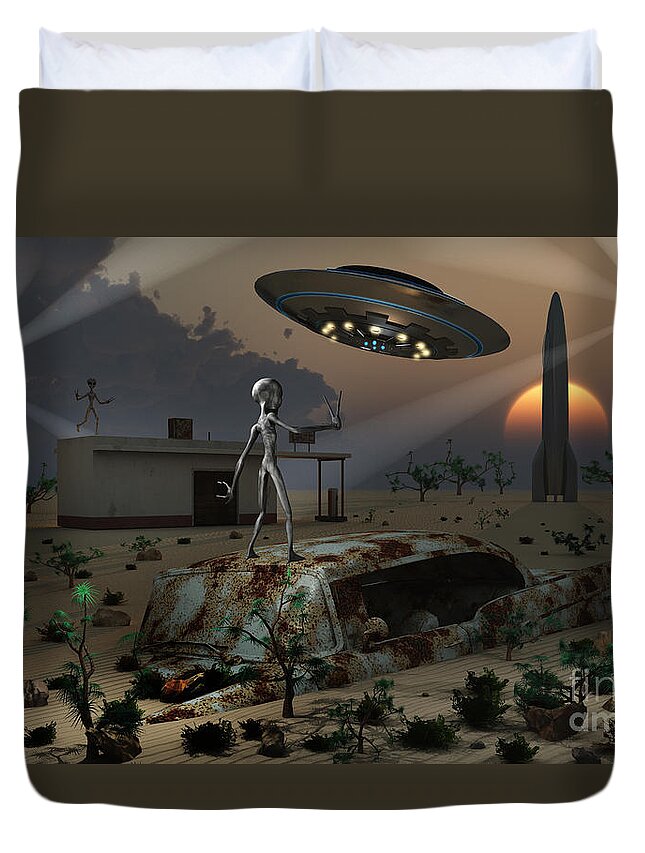 Imagination Duvet Cover featuring the digital art Artists Concept Of A Science Fiction #2 by Mark Stevenson
