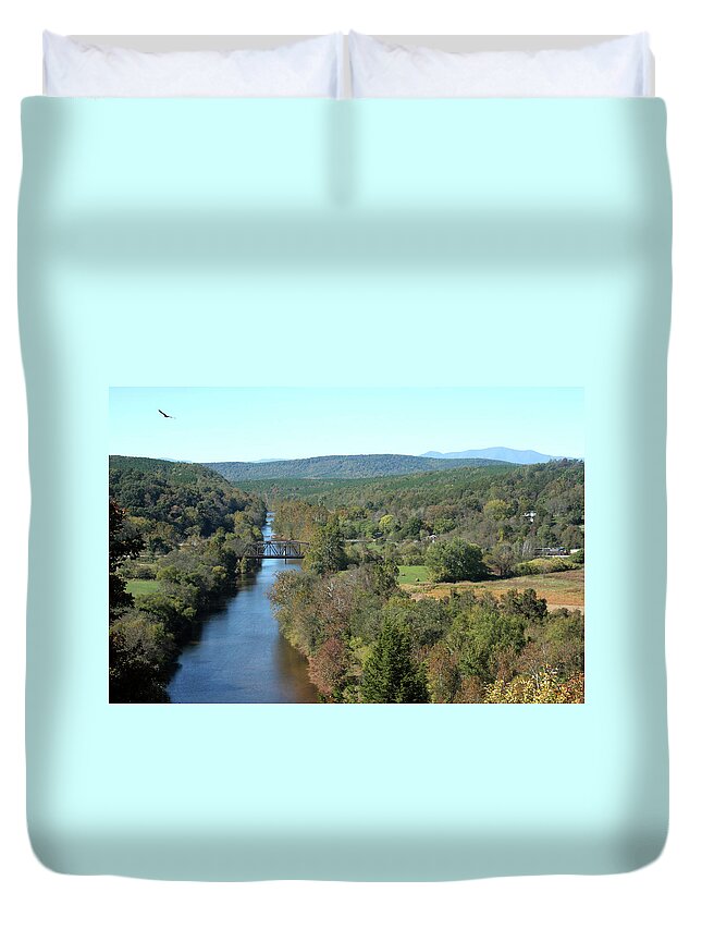 River Duvet Cover featuring the photograph Autumn landscape with Tye River in Nelson County, Virginia #2 by Emanuel Tanjala