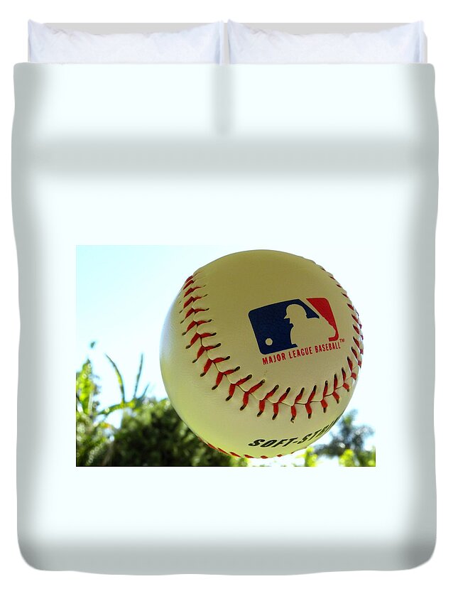 Baseball Duvet Cover featuring the digital art Baseball #2 by Super Lovely