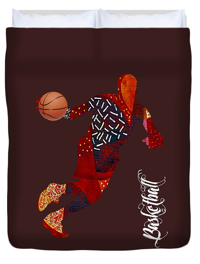 Basketball Duvet Cover featuring the mixed media Basketball Collection #2 by Marvin Blaine