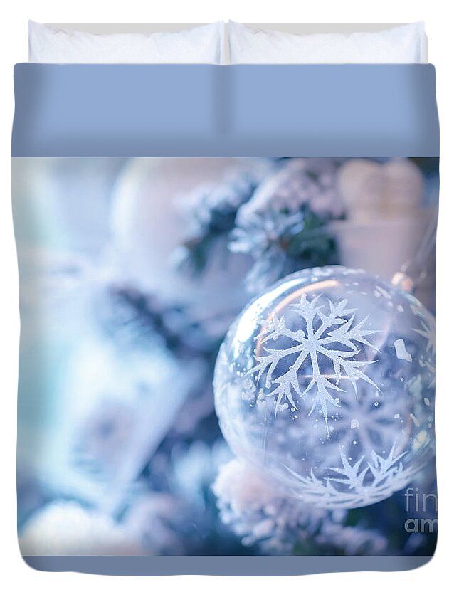 Background Duvet Cover featuring the photograph Beautiful Christmas decoration #2 by Anna Om