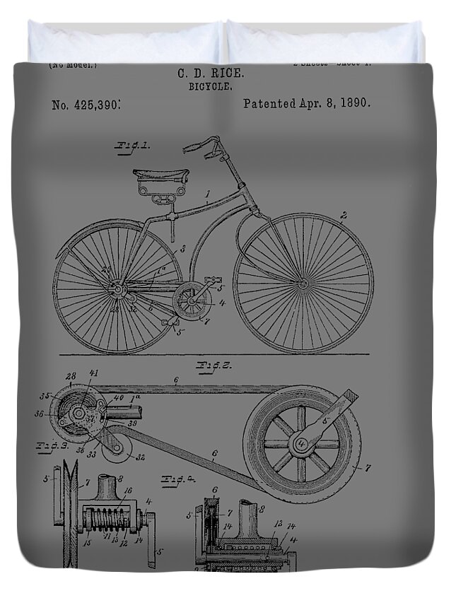 Bicycle Duvet Cover featuring the photograph Bicycle patent from 1890 #3 by Chris Smith