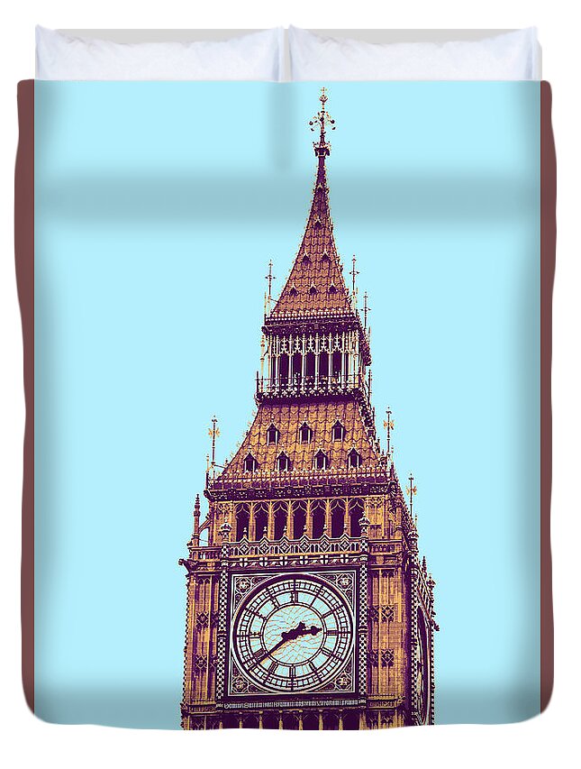 Asar Studios Duvet Cover featuring the painting Big Ben Tower, London #2 by Celestial Images