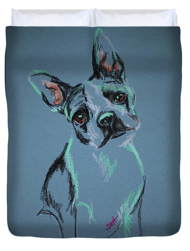Animal Duvet Cover featuring the pastel Boston by Susan Herber