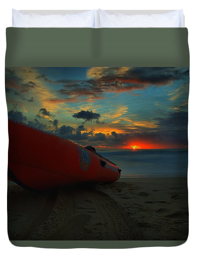 Boat Duvet Cover featuring the digital art Boat #2 by Maye Loeser