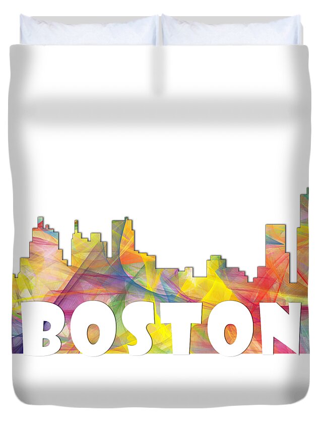 Boston Massachusetts Skyline Duvet Cover featuring the digital art Boston Massachusetts Skyline #2 by Marlene Watson