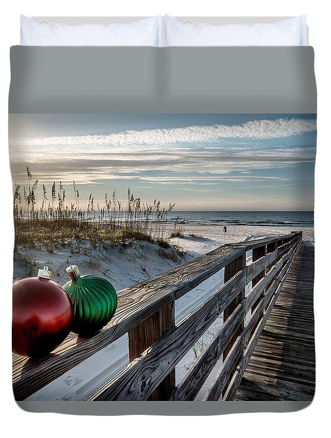 Alabama Duvet Cover featuring the photograph 2 Bulbs On the Railing by Michael Thomas